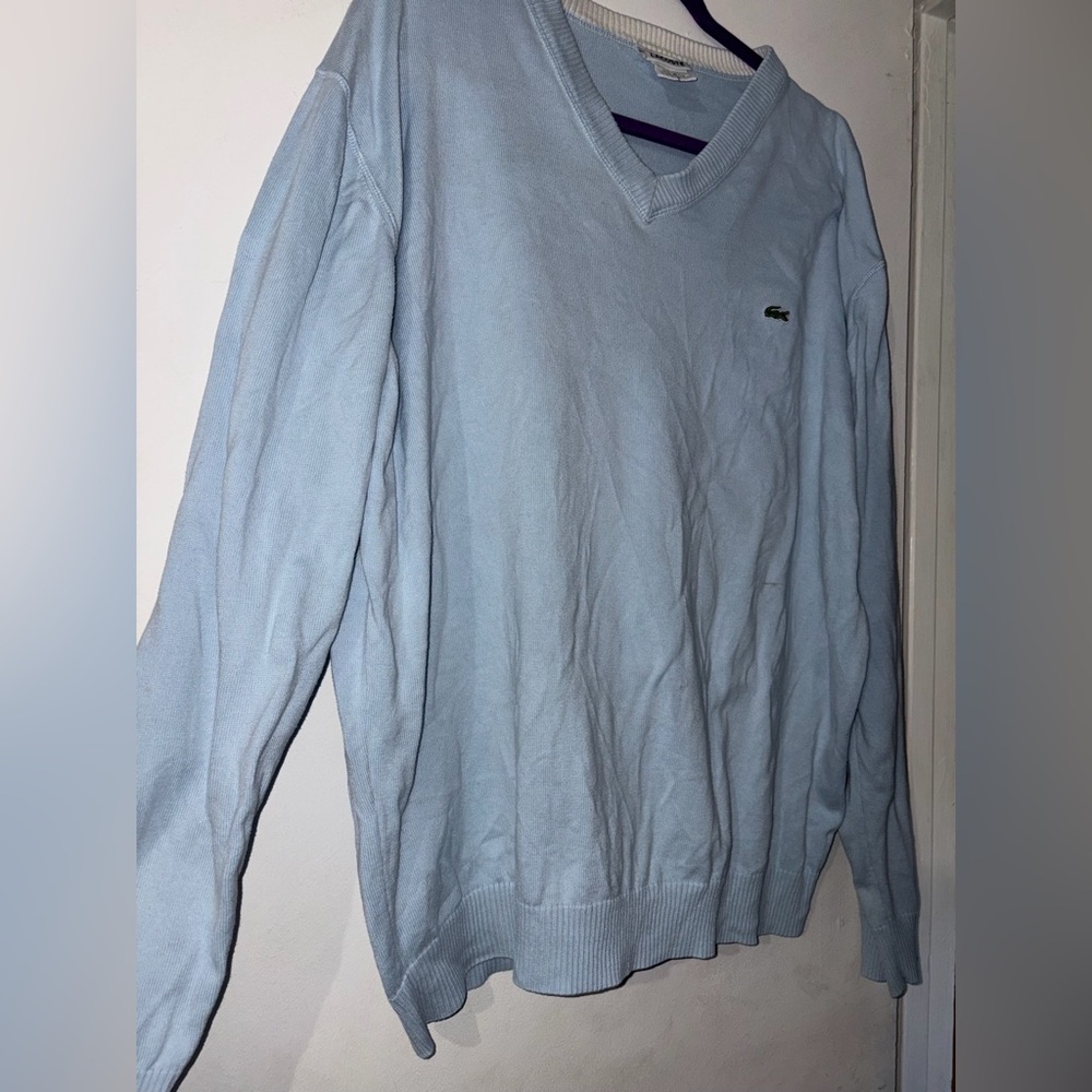 Lacoste Men's Sky Blue V-Neck Sweater - Picture 3 of 5